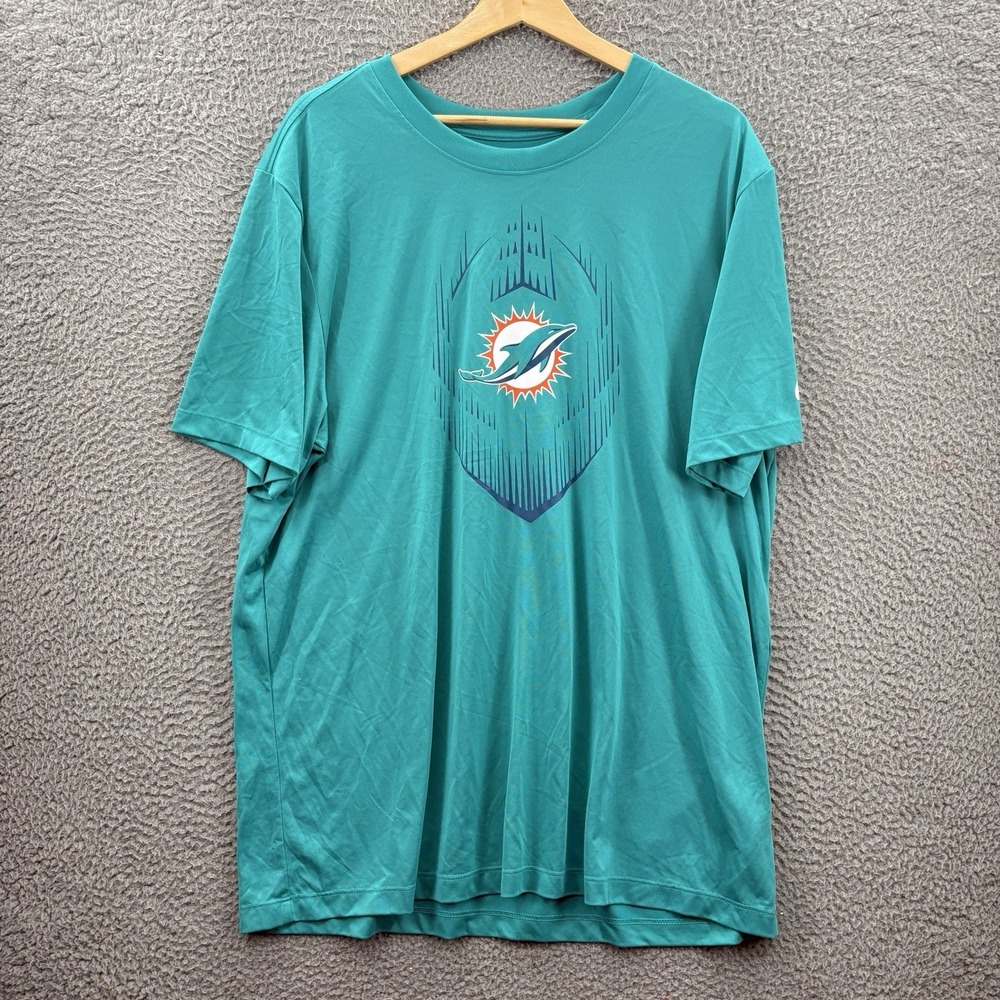 Miami Dolphins Shirt Mens XL Nike Dri-Fit Performance Logo NFL Football Tee Aqua